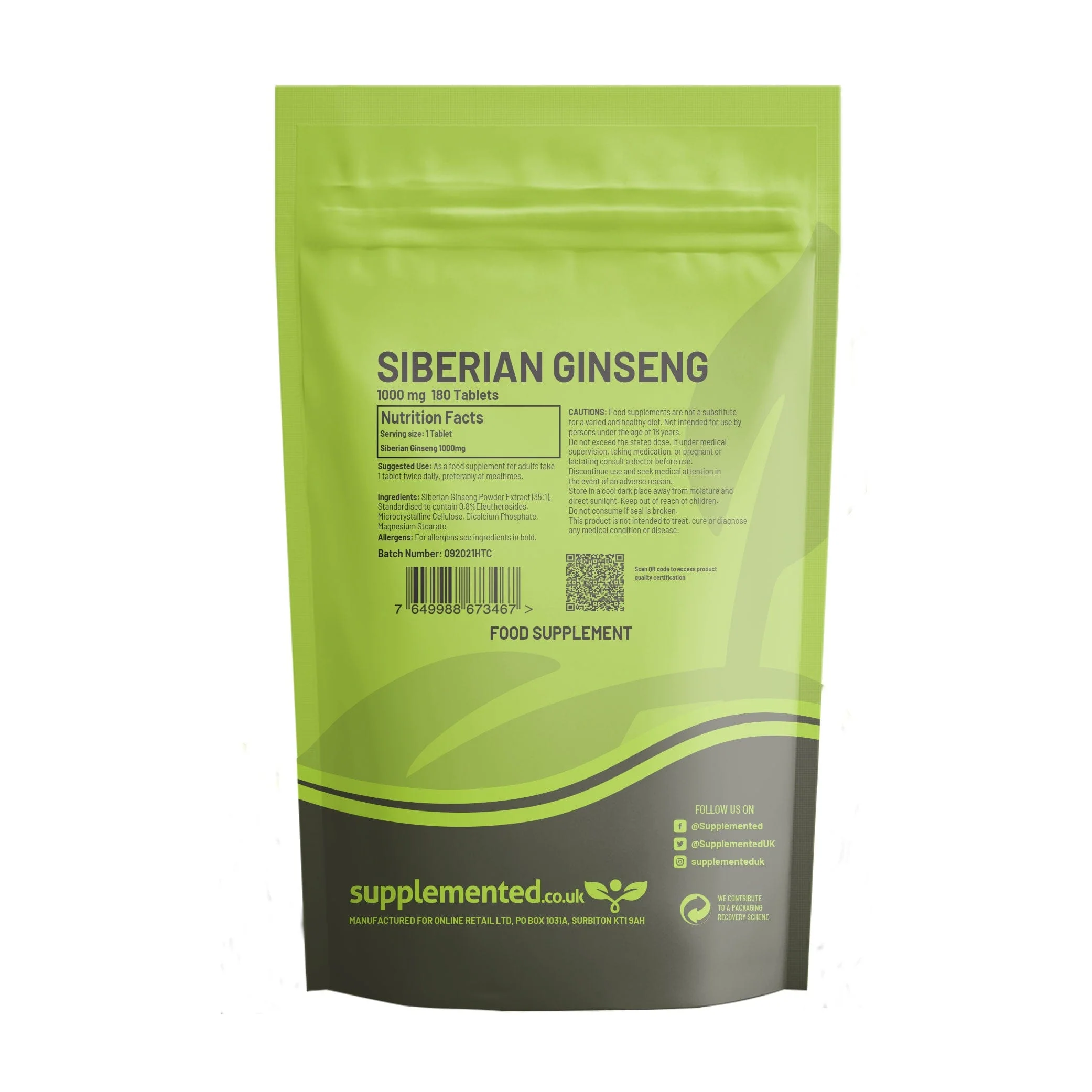Siberian Ginseng Extract 1000mg Tablets - Image 2